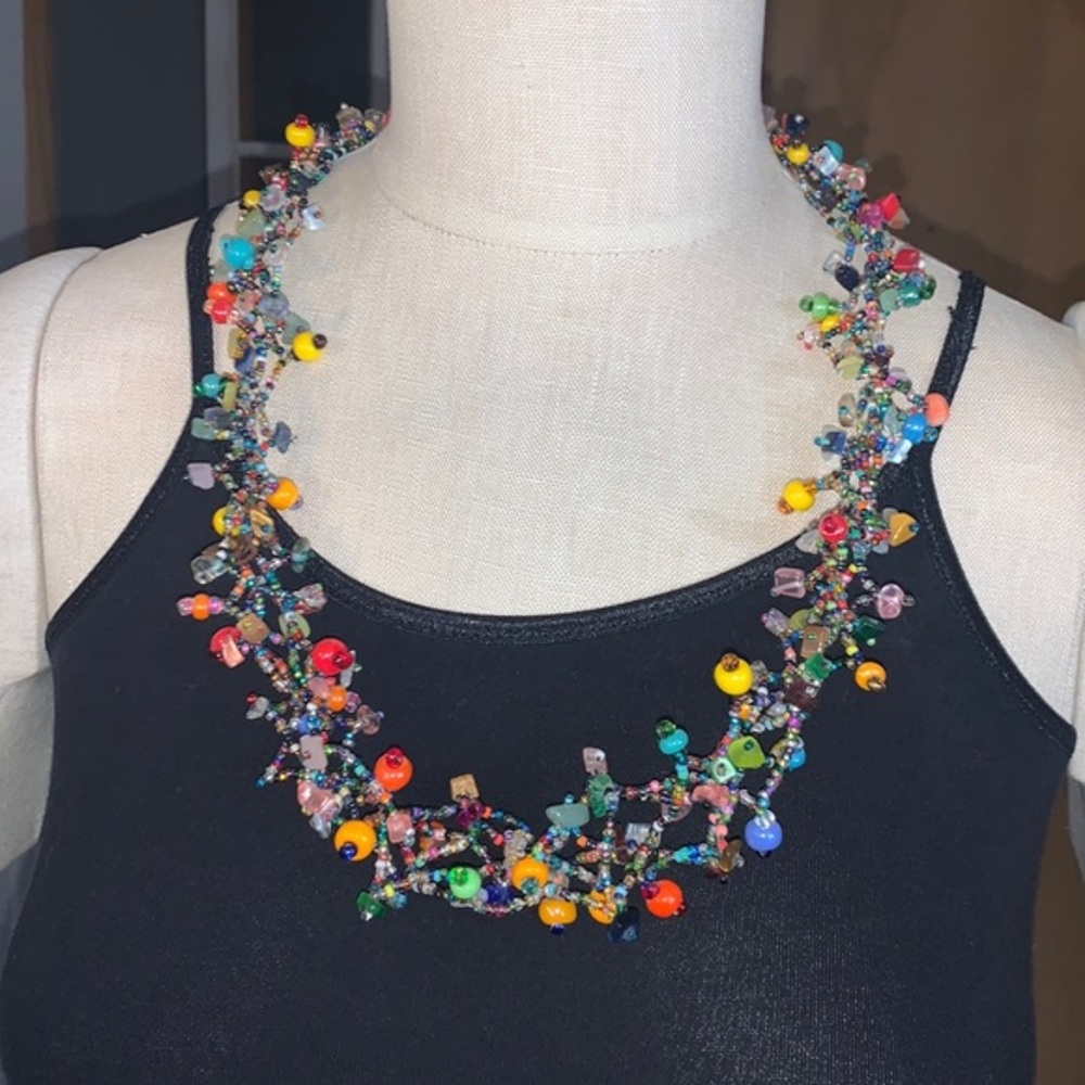 Multicolor beaded magnetic necklace 13 inches